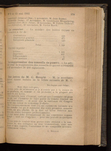 Mai 1911 - Bulletin officiel de la Ligue des Droits de l'Homme