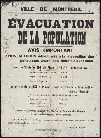 Evacuation de la population