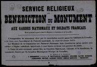 Service religieux et bénédiction du monument élevé aux gardes nationaux et soldats français