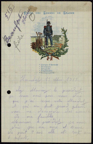 Lettres adressées à l'oeuvre "Mon soldat" : 1915