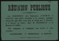 Les électeurs Sont priés d'assister à la réunion publique électorale Le Jeudi soir 4 Octobre