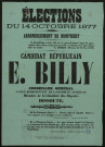 Élections du 14 octobre 1877 Arrondissement de Montmédy : Candidat Républicain E. Billy