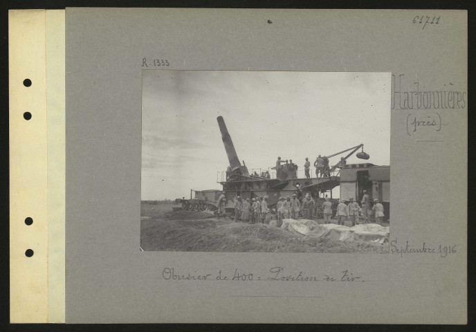 Harbonnières (près). Obusier de 400 : position de tir