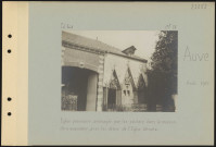 Auve. Église provisoire aménagée par les soldats dans la maison d'un menuisier, avec les débris de l'église détruite