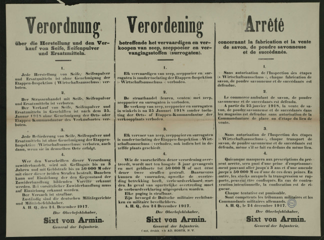 Herstellung und den Verkauf von Seife, Seifenpulver und Ersatzmitteln = Vervaardigen en verkoopen van zeep, zeeppoeier en vervangingsstoffen (surrogaten) = Fabrication et la vente de savon, de poudre savonneuse et de succédanés