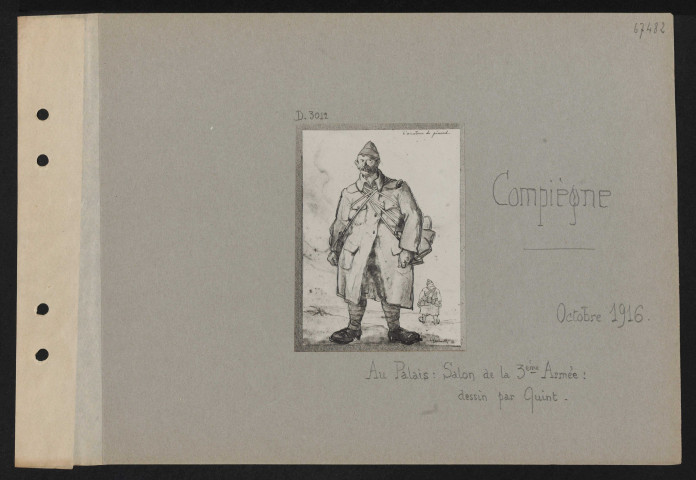 Compiègne. Au palais : Salon de la 3e armée : dessin par Quint