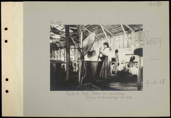 Nancy. Route de Toul. Atelier de camouflage. Étuves d'ébouillantage des toiles