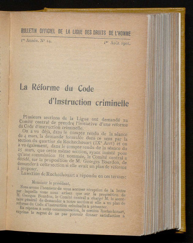 Août 1901 - Bulletin officiel de la Ligue des Droits de l'Homme