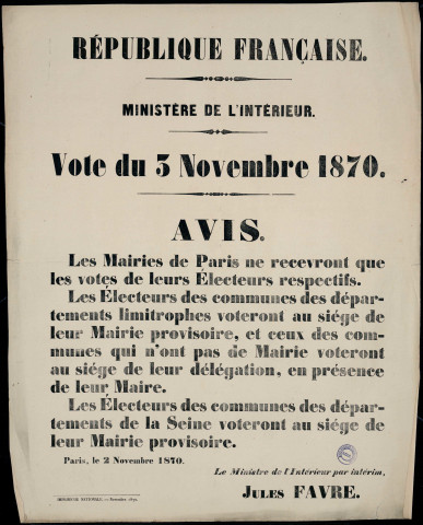 Vote du 3 Novembre 1870