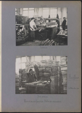 Harfleur. Main-d'œuvre féminine. Atelier de menuiserie. Petite perceuse