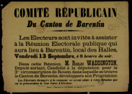 Comité républicain du Canton de Barentin : Réunion Electorale publique À Barentin