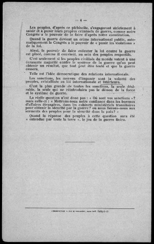 Peut-on "imposer" la Paix ?. Sous-Titre : Etude des sanctions internationales. (Extrait du "Christian Century", 8 janvier 1925)