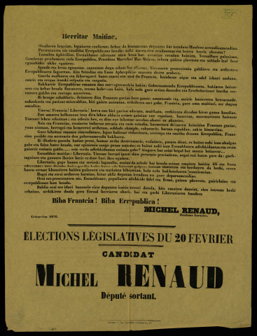 Elections législatives du 20 février : candidat Michel Renaud