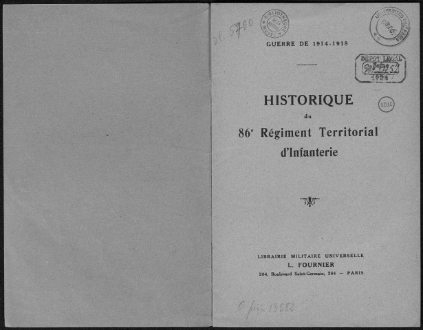 Historique du 86ème régiment territorial d'infanterie