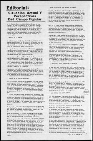 Denuncia. N°3. Agosto 1975. Sous-Titre : Órgano del movimiento antimperialista por el socialismo en Argentina