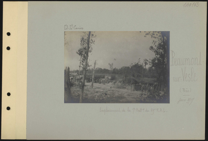 Beaumont-sur-Vesle (près). Emplacement de la 7e Batterie du 89e régiment d'artillerie lourde