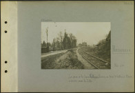 Massevaux. La gare de la ligne Mulhouse-Sewen ; au fond le ballon d'Alsace, à droite passe la Doller