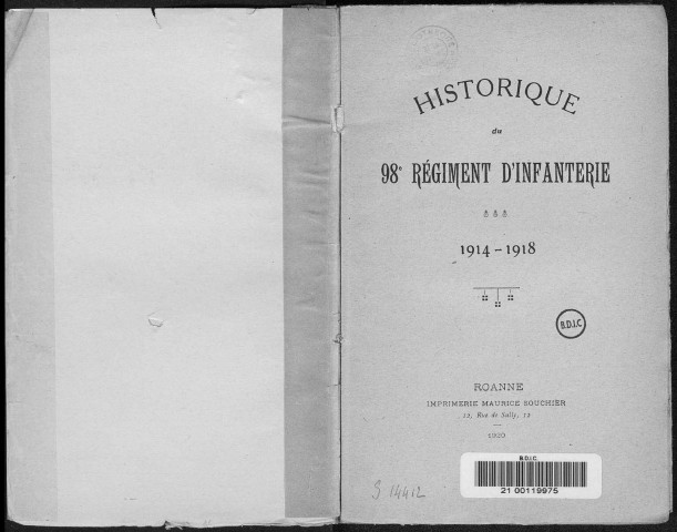 Historique du 98ème régiment d'infanterie