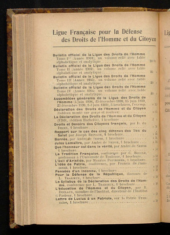 Septembre 1905 - Bulletin officiel de la Ligue des Droits de l'Homme