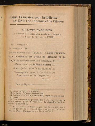 Juin 1905 - Bulletin officiel de la Ligue des Droits de l'Homme