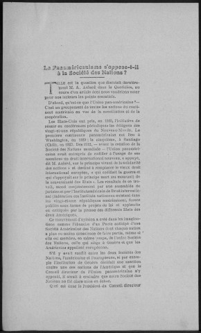 Articles sur la Société des Nations. 1920-1937