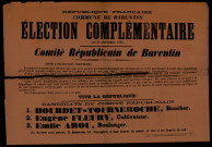 Élections Complémentaires Comité républicain de Barentin : Candidats du Comité.