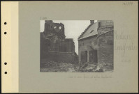 Montigny-Lengrain. Cour d'une ferme et église bombardée