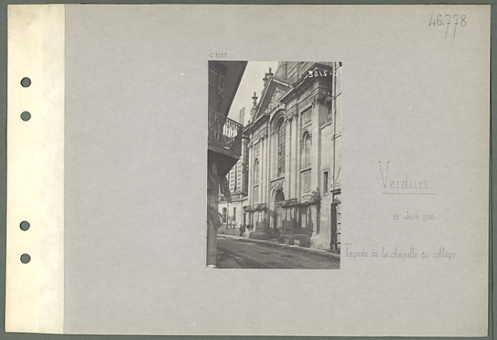 Verdun. Façade de la chapelle du collège