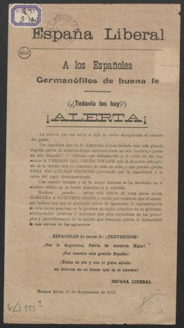 Guerre mondiale 1914-1918. France. Propagande française en Argentine