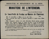 Le Sous-Préfet de Verdun au Ministre de l'Intérieur : pas de nouvelles… On a entendu… gronder le canon entre Metz et Verdun…