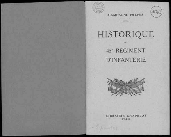 Historique du 45ème régiment d'infanterie