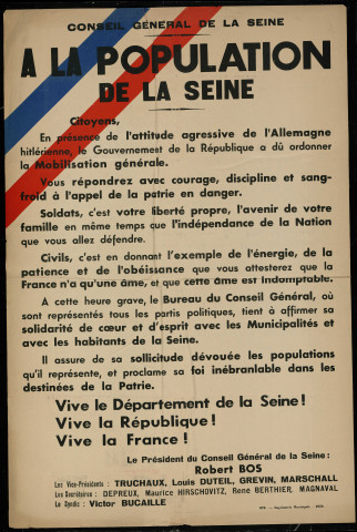 A la population de la Seine : mobilisation générale