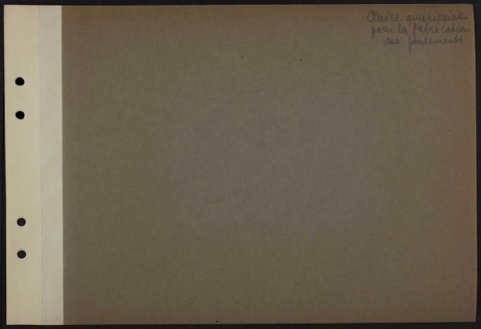 Intercalaire "Œuvre américaine pour la fabrication des pansements"