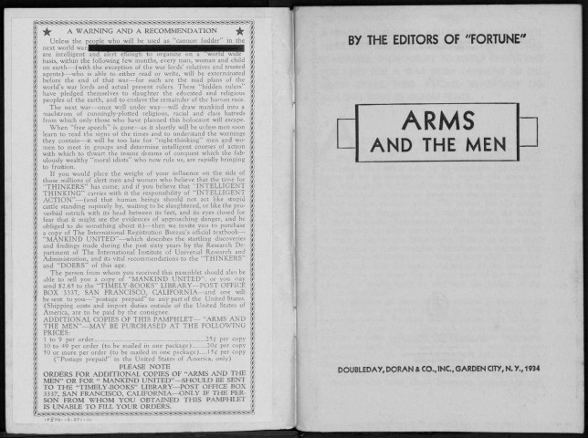 Arms and the men. Sous-Titre : "Fortune's" incredible story of international traffic in arms