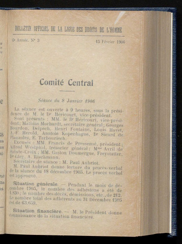 Février 1906 - Bulletin officiel de la Ligue des Droits de l'Homme