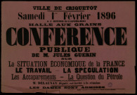 Halle aux grains : Conférence publique de M. Jules Guérin