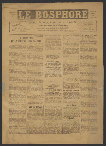 Janvier 1920 - Le Bosphore