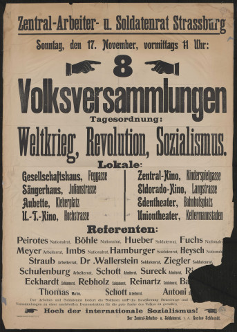 Volksversammlungen : Weltkrieg, Revolution, Sozialismus