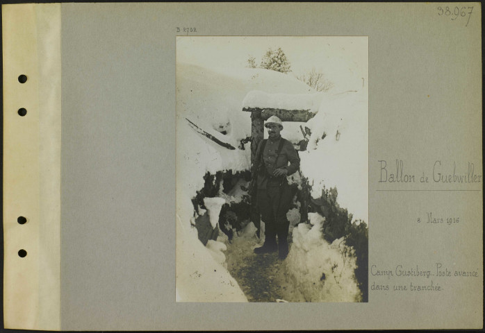 Ballon de Guebwiller. Camp Gustiberg. Poste avancé dans une tranchée