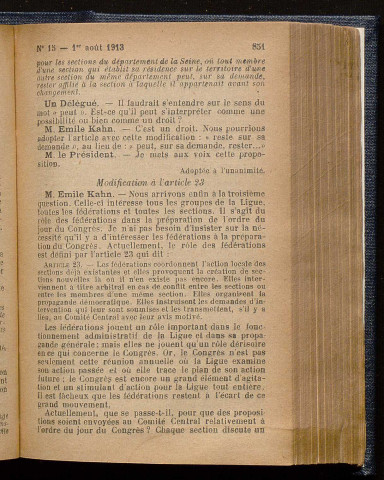 Août 1913 - Bulletin officiel de la Ligue des Droits de l'Homme