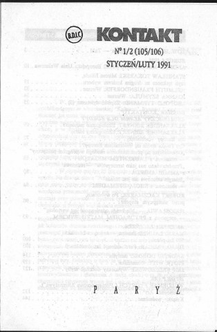 Kontakt (1991; n°1/2- n°6) Sous-Titre : Miesiecznik redagowany przez czlonkow i wspolpracownikow NSZZ Solidarnosc