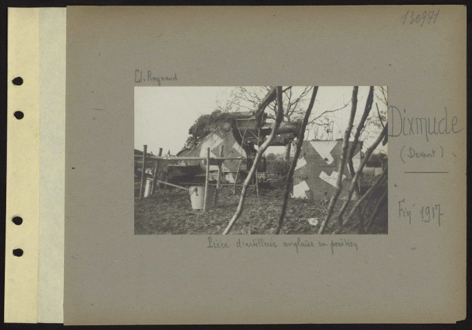 Dixmude (devant). Pièce d'artillerie anglaise en position