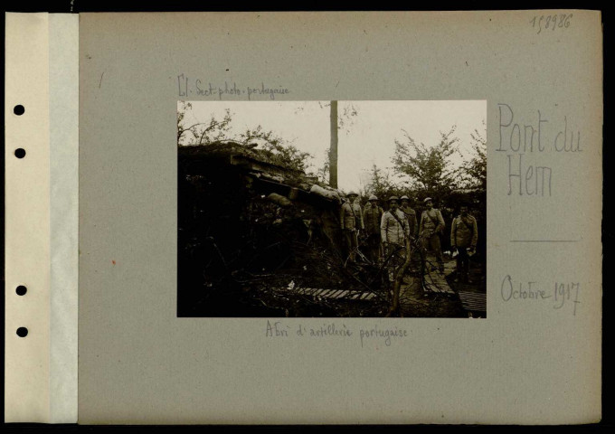 Pont du Hem. Abri d'artillerie portugaise