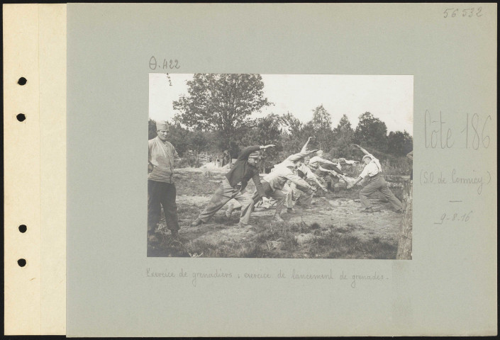 Cote 186 (sud-ouest de Cormicy). Exercice de grenadiers : exercice de lancement de grenades