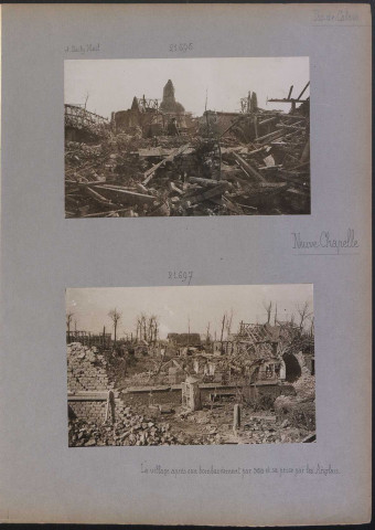 Neuve-Chapelle (Pas-de-Calais). Le village après son bombardement par 350 et sa prise par les Anglais