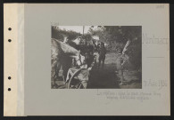 Montmacq. Le château : dans le parc, chevaux d'un échelon d'artillerie anglaise