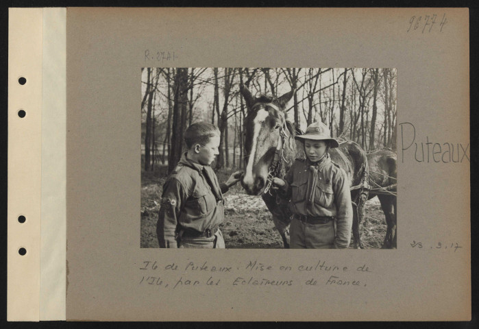Puteaux. Ile de Puteaux. Mise en culture de l'ile, par les éclaireurs de France