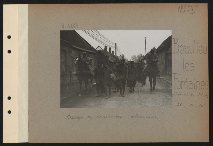 Beaulieu-les-Fontaines (près et au nord de). Passage de prisonniers Allemands