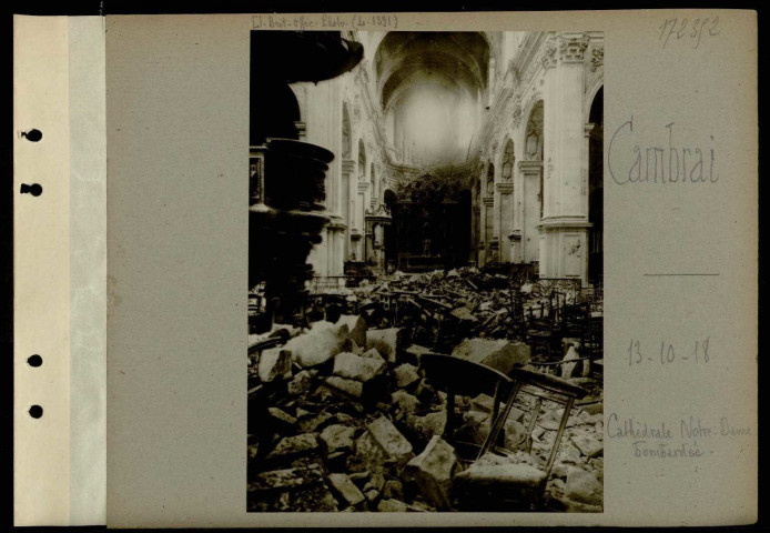 Cambrai. Cathédrale Notre-Dame bombardée