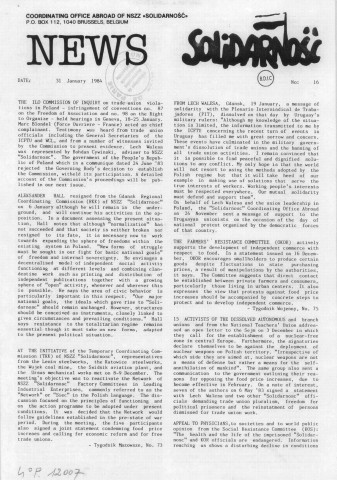 News Solidarnosc (1984 : n°15-29 ; 31-37)